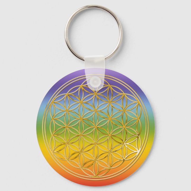 Blume des Lebens | klein chakren color Keychain (Front)