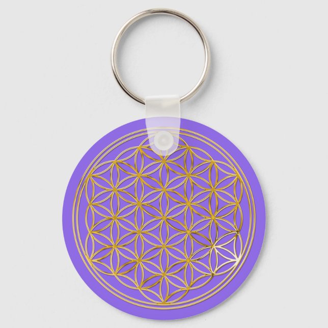 Blume des Lebens | klein lila Keychain (Front)