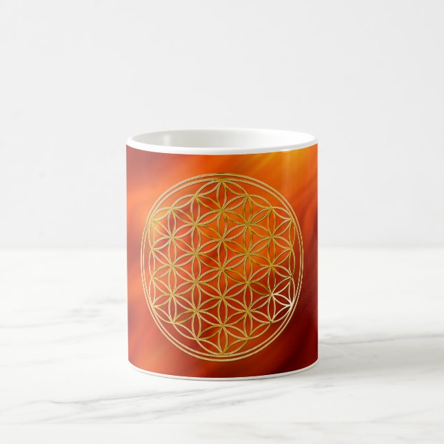 Blume des Lebens | klein waves red BG Coffee Mug (Center)