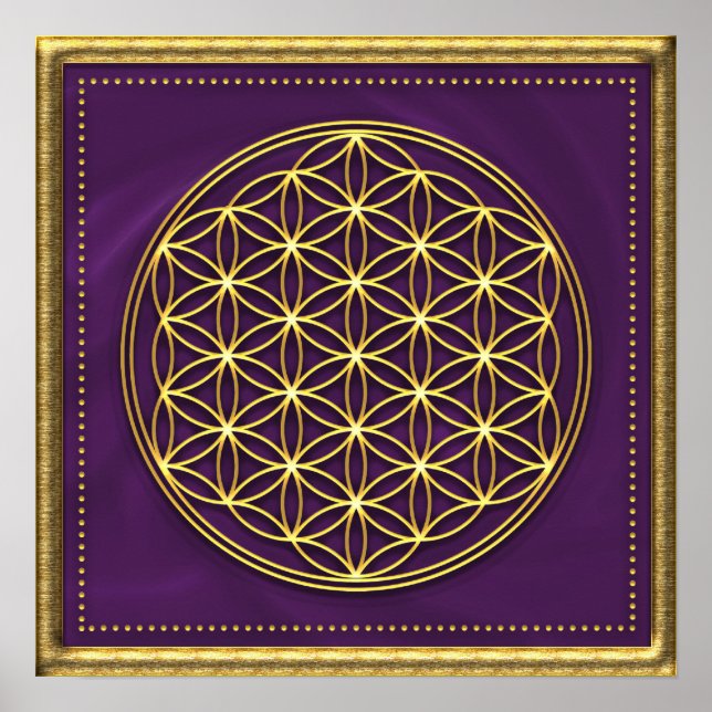 Blume des Lebens - violett / gold Poster (Front)