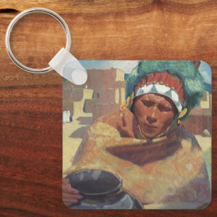 Blumenschein, Taos Native American Indian Portrait Keychain