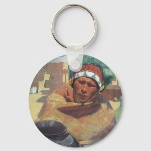 Blumenschein, Taos Native American Indian Portrait Keychain