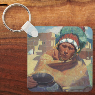 Blumenschein, Taos Native American Indian Portrait Keychain