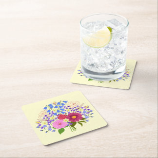 Blumenstrauss Pale Yellow Square Paper Coaster