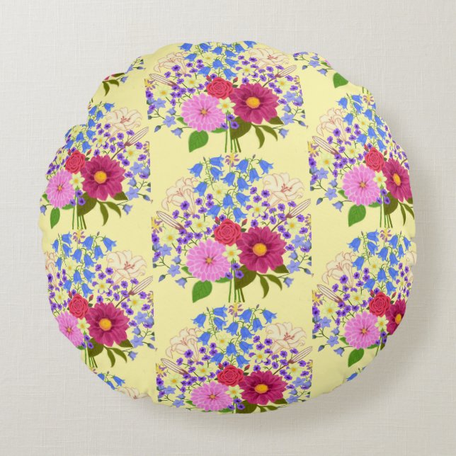 Blumenstrauss Yellow Round Pillow (Front)