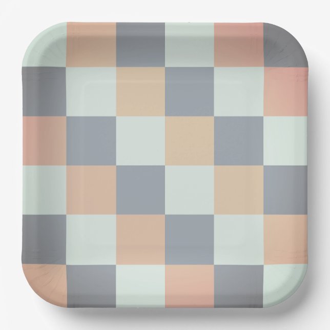 Blur Plaid Paper Plate (Front)