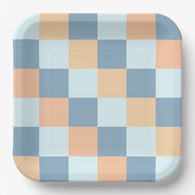 Blur Plaid Paper Plate (Front)