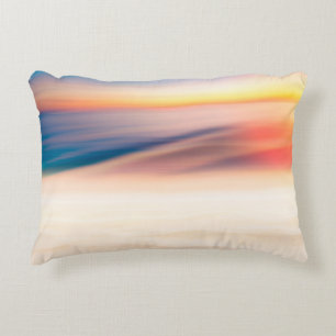 Blur tropical sunset beach with bokeh sun light wa accent pillow