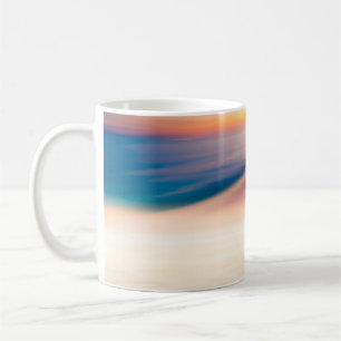 Blur tropical sunset beach with bokeh sun light wa coffee mug