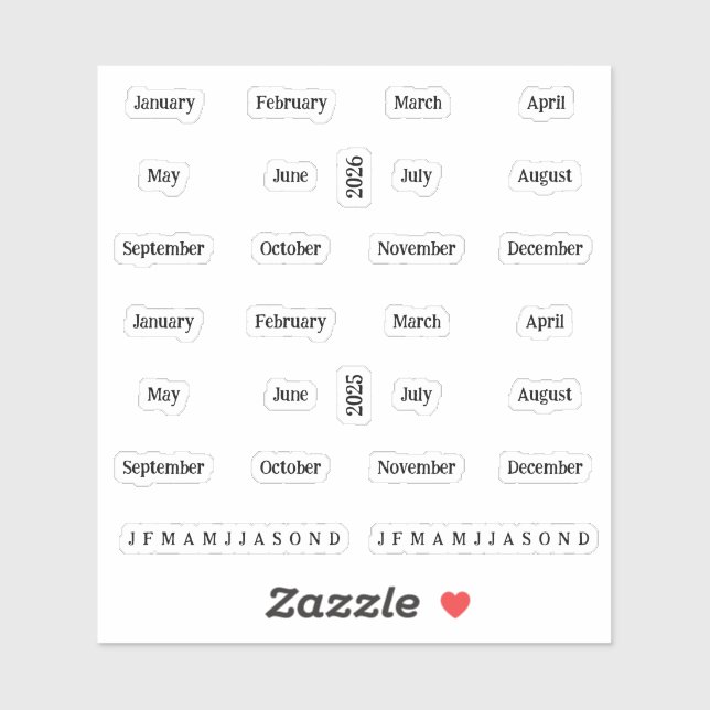 Blurbs. Months Of The Year 2025 2026 - Transparent (Sheet)