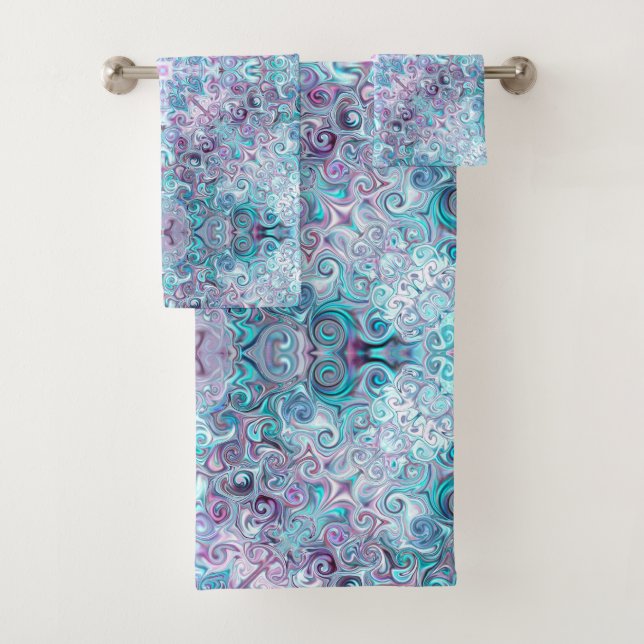 Blurple Swirls  Bath Towel Set (Insitu)