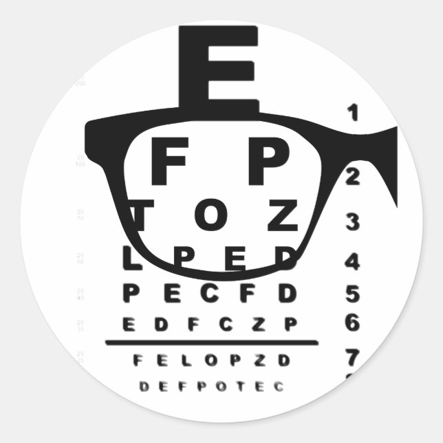 Blurr Eye Test Chart Classic Round Sticker (Front)