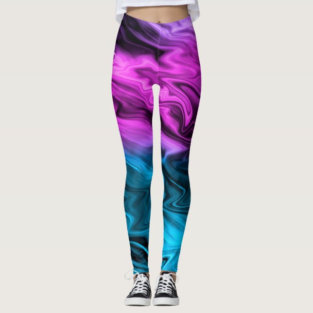 Blurred background fashionable crimson and blue  leggings (Front)