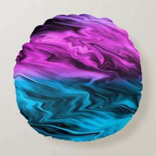 Blurred background fashionable crimson and blue round pillow