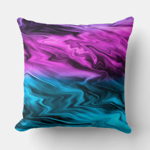 Blurred background fashionable crimson and blue throw pillow