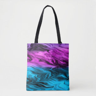 Blurred background fashionable crimson and blue  tote bag