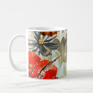 Blurred colourful floral, vintage art. coffee mug