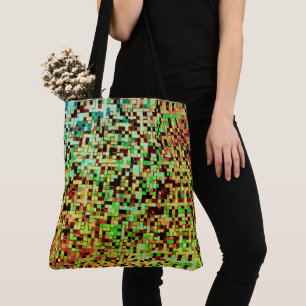 Blurred green and brown small squares or tiles tote bag