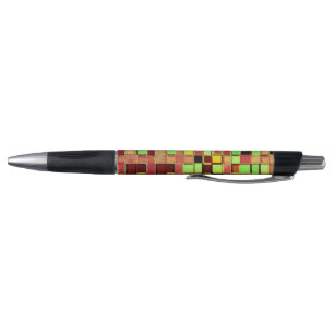 Blurred green and orange in small squares or tile pen