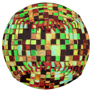 Blurred green and orange small squares or tile softball