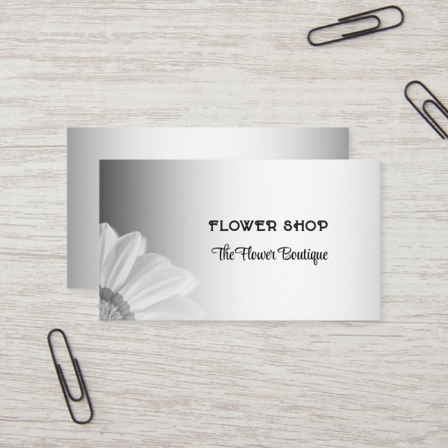 Blurred Grey Background Blurred Gerbera Flower Business Card (Front/Back In Situ)