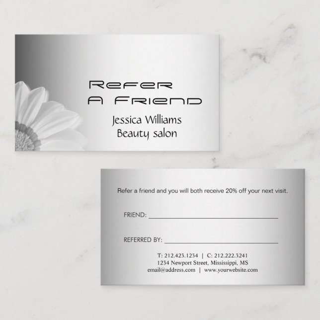 Blurred Grey Background Blurred Gerbera Flower  Referral Card (Front/Back)