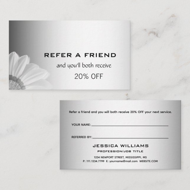 Blurred Grey Background Blurred Gerbera Flower  Referral Card (Front/Back)