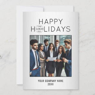 Blurred Grey Background Corporate Business Logo Holiday Card