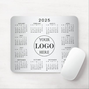 Blurred Grey Background Custom Logo 2025 Calendar Mouse Pad