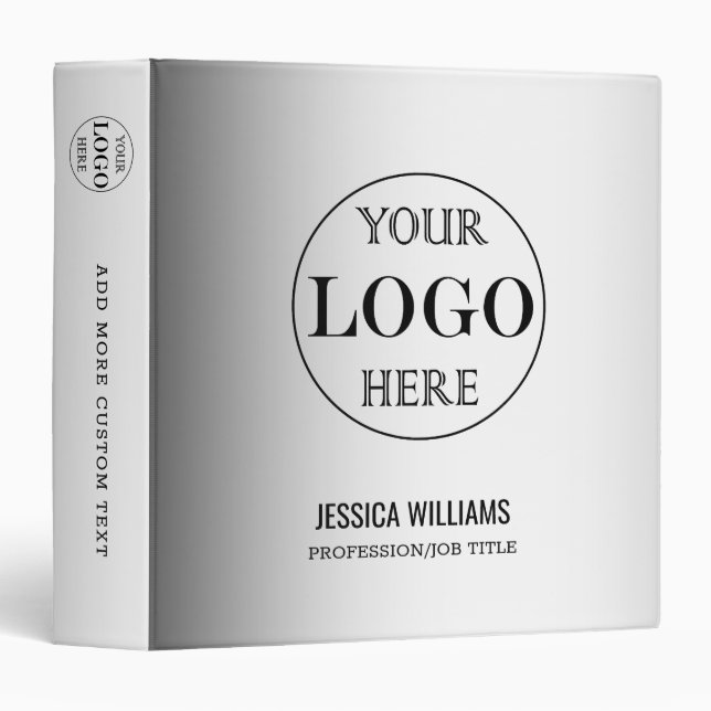 Blurred Grey Background Custom Logo Business Binder (Front/Spine)