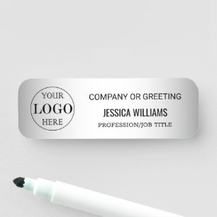 Blurred Grey Background Custom Logo Business Name Tag