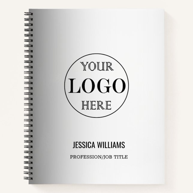 Blurred Grey Background Custom Logo Business Notebook (Front)