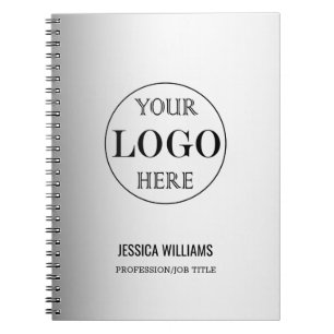 Blurred Grey Background Custom Logo Business Notebook