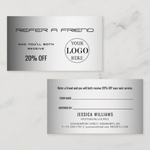 Blurred Grey Background Custom Logo Business Referral Card