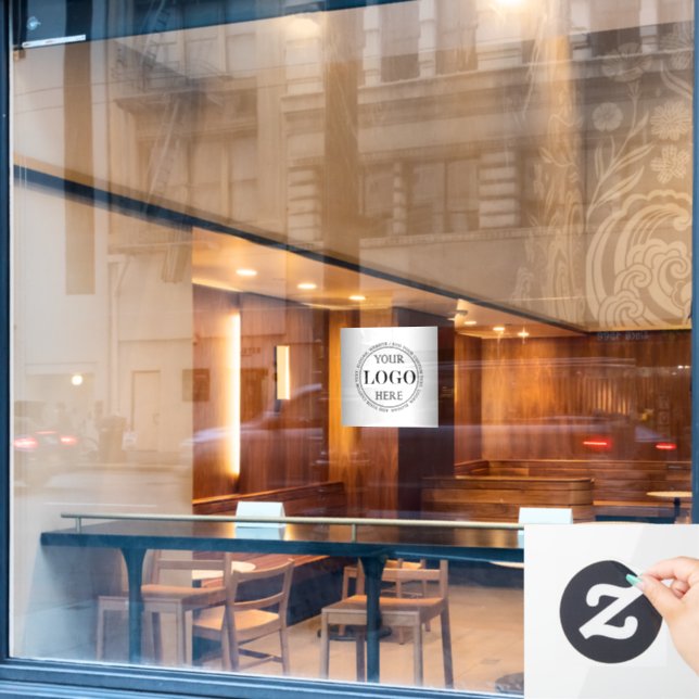 Blurred Grey Background Social Media Logo Business Window Cling (Cafe Window)