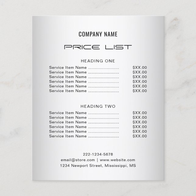Blurred Grey Background Social Media Price list Flyer (Front)