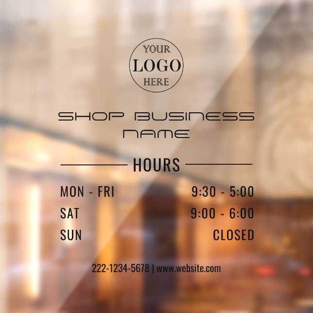 Blurred Grey  Opening Hours  Logo Business  Window Cling (Sheet 2)