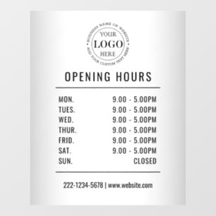 Blurred Grey  Opening Hours  Logo Business  Window Cling