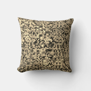 Blurred small squares or tiles, khaki beige colour throw pillow