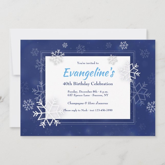 Blurred Snowflakes Invitation (Front)