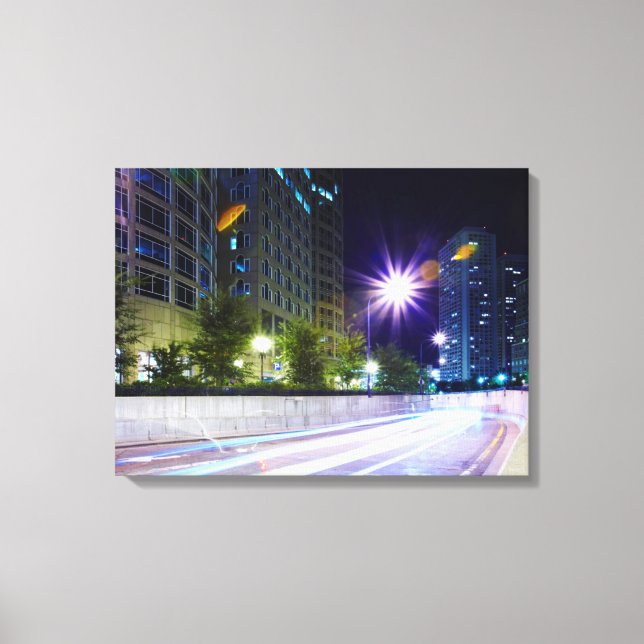 Blurred Traffic at Night Canvas Print (Front)