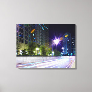 Blurred Traffic at Night Canvas Print