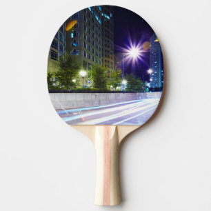 Blurred Traffic at Night Ping Pong Paddle