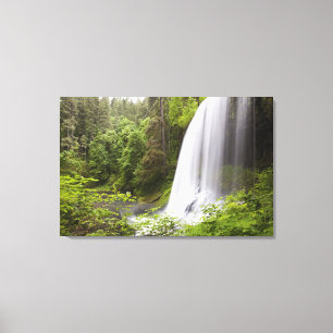 Blurred Waterfall and Forest View in Oregon Canvas Print