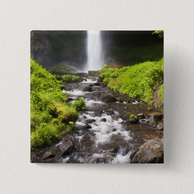 Blurred Waterfall and River 2 Inch Square Button (Front)