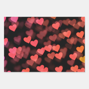 Blurring Red Hearts Love - Valentines day Wrapping Paper Sheet