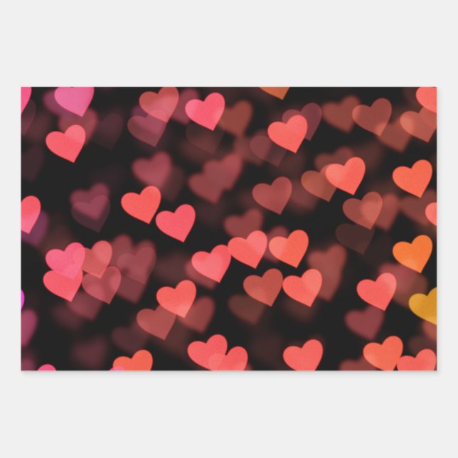 Blurring Red Hearts Love - Valentines day Wrapping Paper Sheet (Front)
