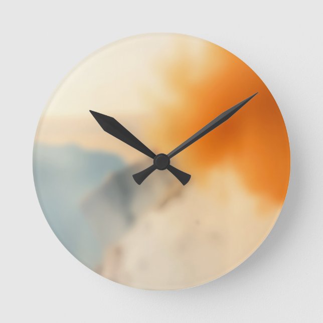 Blurry Art Neutral Warm Abstract Round Clock (Front)