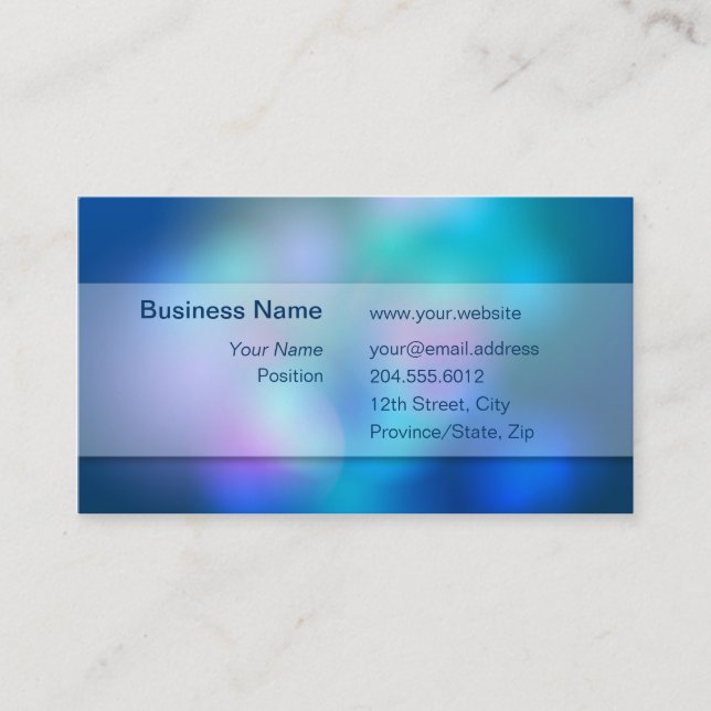 Blurry Colours White Transparent Box Business Card (Front)