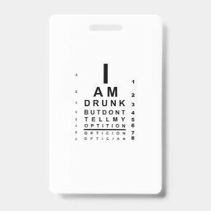 Blurry drunk eye chart badge